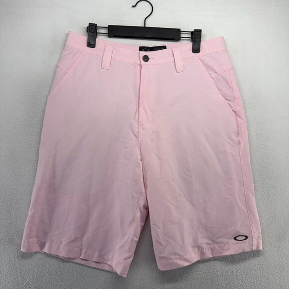Oakley Shorts Mens 32 Pink Chino Lightweight Performance Tech Pockets Preppy 12" - Picture 1 of 10